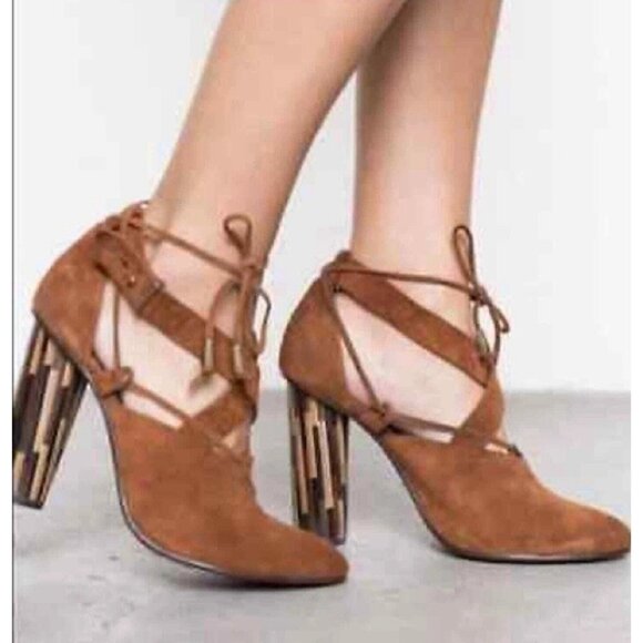 Free People Nouvella Wrap Brown Heels Brown Sz. 39 / 8.5 US - Picture 10 of 11